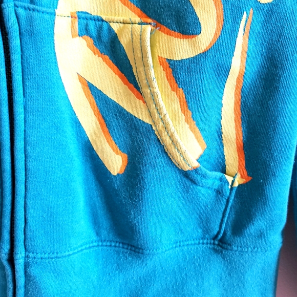 DC Zip Up Hoodie Turquoise Yellow Woman Size Medium EUC - Picture 6 of 12